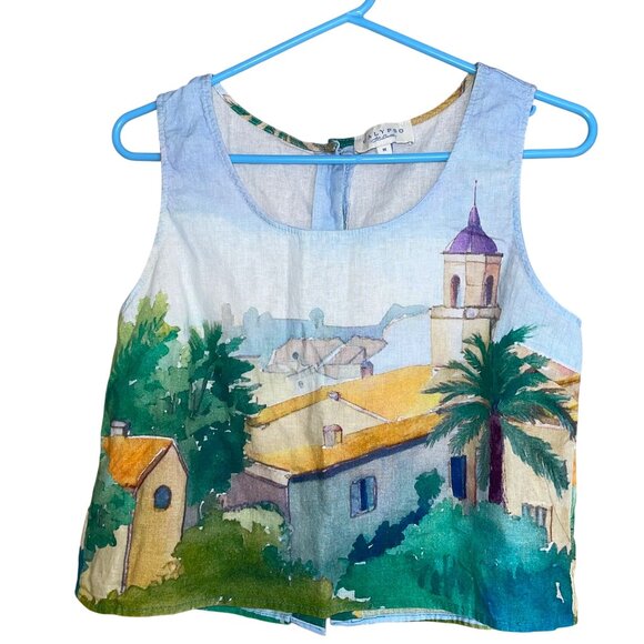 Calypso St Barth Womens Top Size Medium Multicolor Scenic Button Back - Picture 6 of 7